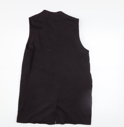 New Look Women Brown Long Waistcoat Size 8 Lined Open Front