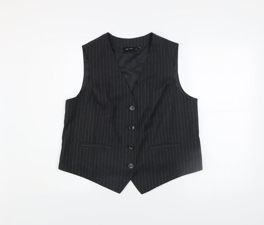 F&F Women's Black Pinstripe Waistcoat Size 16 Lined Workwear