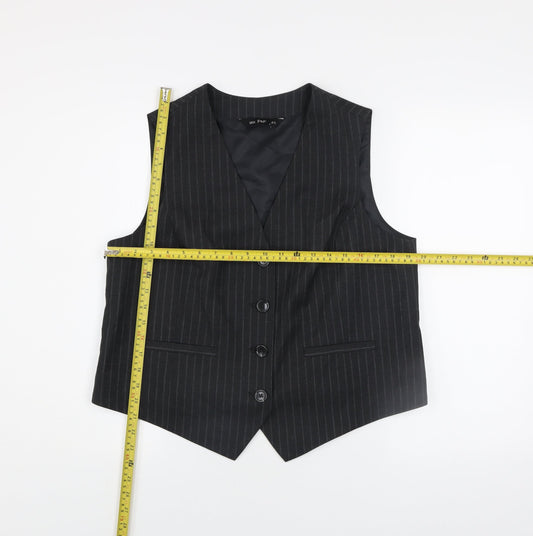 F&F Women's Black Pinstripe Waistcoat Size 16 Lined Workwear