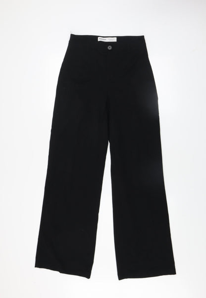Bershka Women’s Black Wide-Leg High-Rise Trousers Size 8