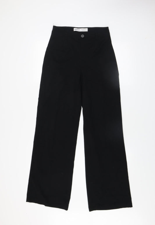 Bershka Women’s Black Wide-Leg High-Rise Trousers Size 8