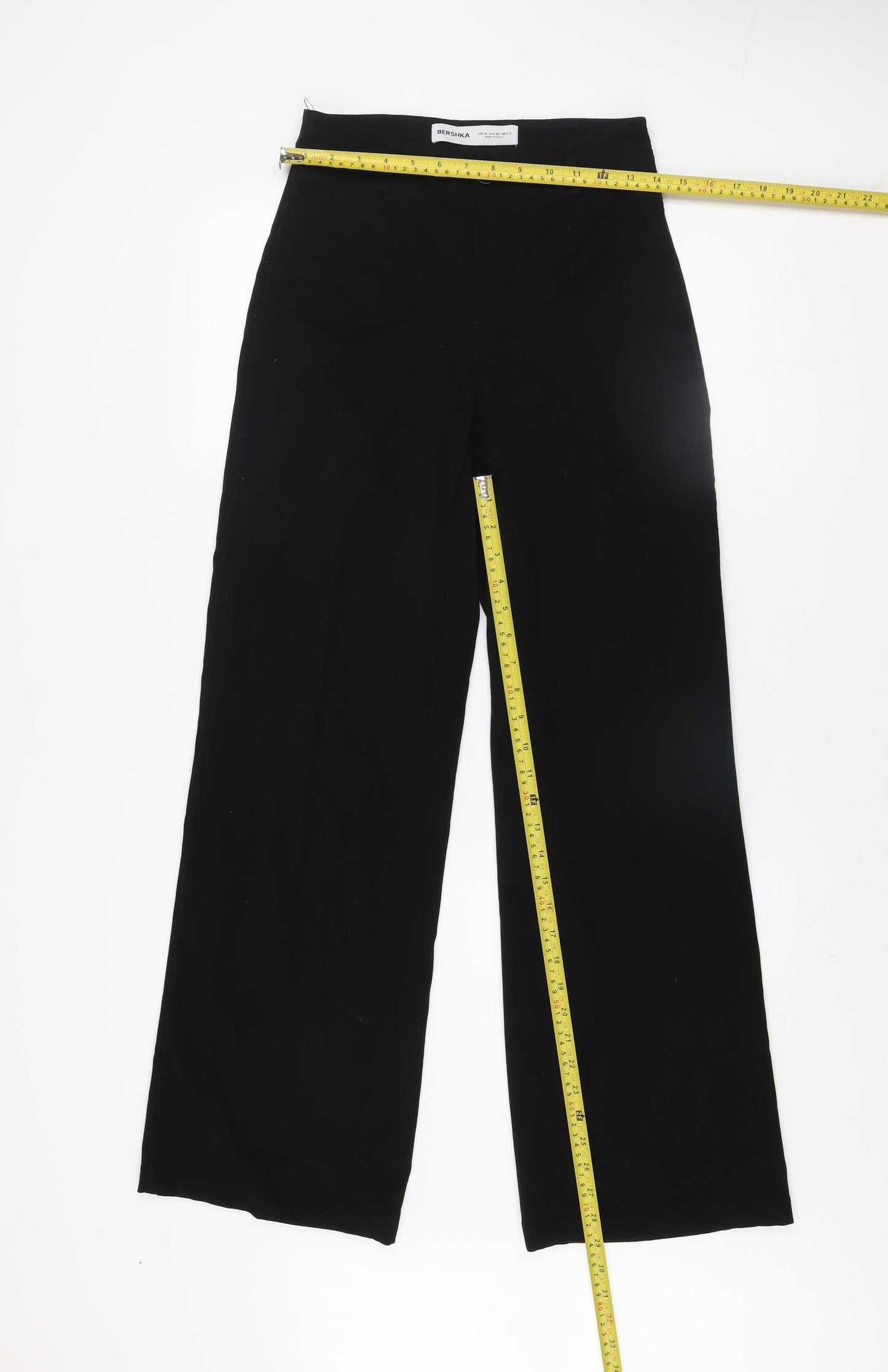 Bershka Women’s Black Wide-Leg High-Rise Trousers Size 8