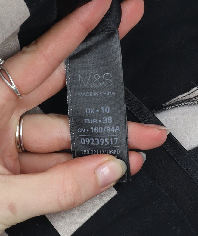Marks and Spencer Women’s Black Beige Striped Bodycon Dress UK 10