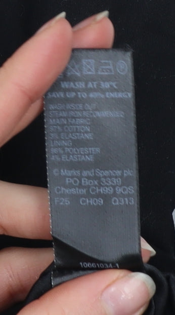 Marks and Spencer Women’s Black Beige Striped Bodycon Dress UK 10