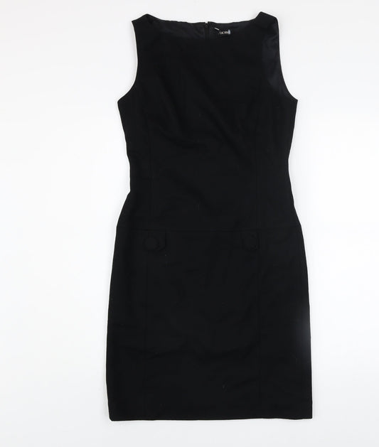 Hobbs Women Black Sheath Wool Blend Knee Length Dress Size 8