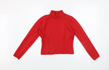 BHS Womens Red Wool Blend Roll Neck Jumper Size 10
