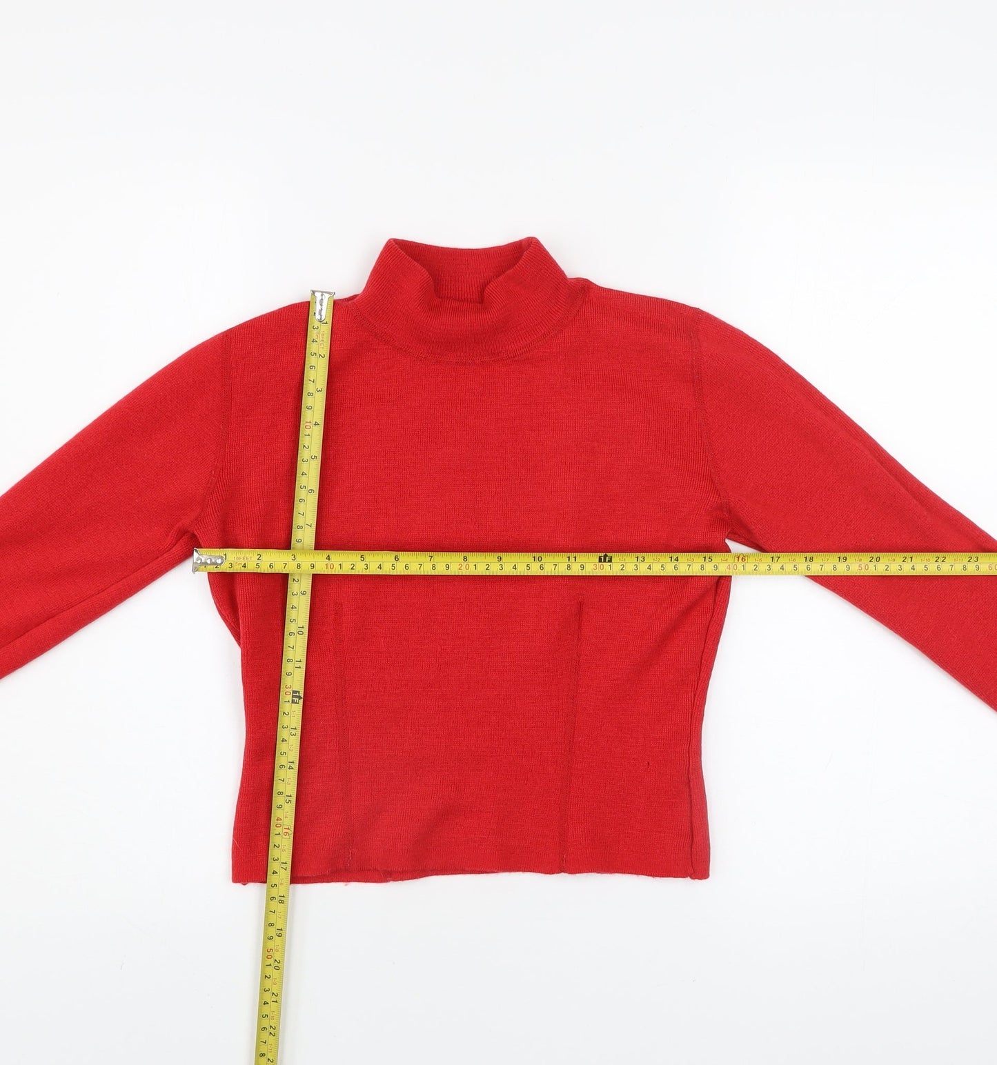 BHS Womens Red Wool Blend Roll Neck Jumper Size 10