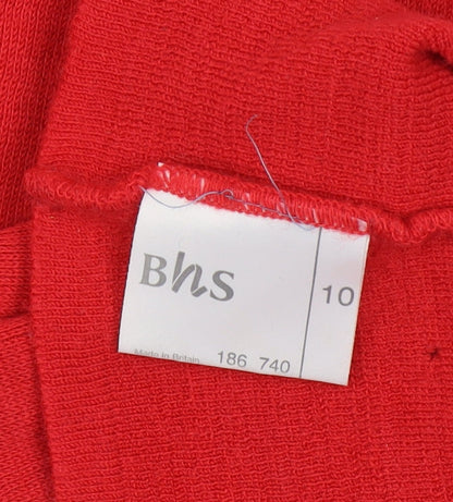 BHS Womens Red Wool Blend Roll Neck Jumper Size 10