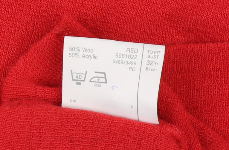 BHS Womens Red Wool Blend Roll Neck Jumper Size 10