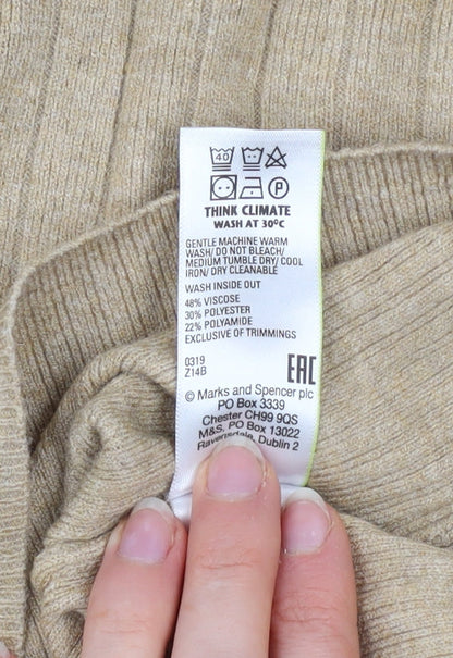 Womens UK Size 14 Marks and Spencer Beige Pullover Jumper
