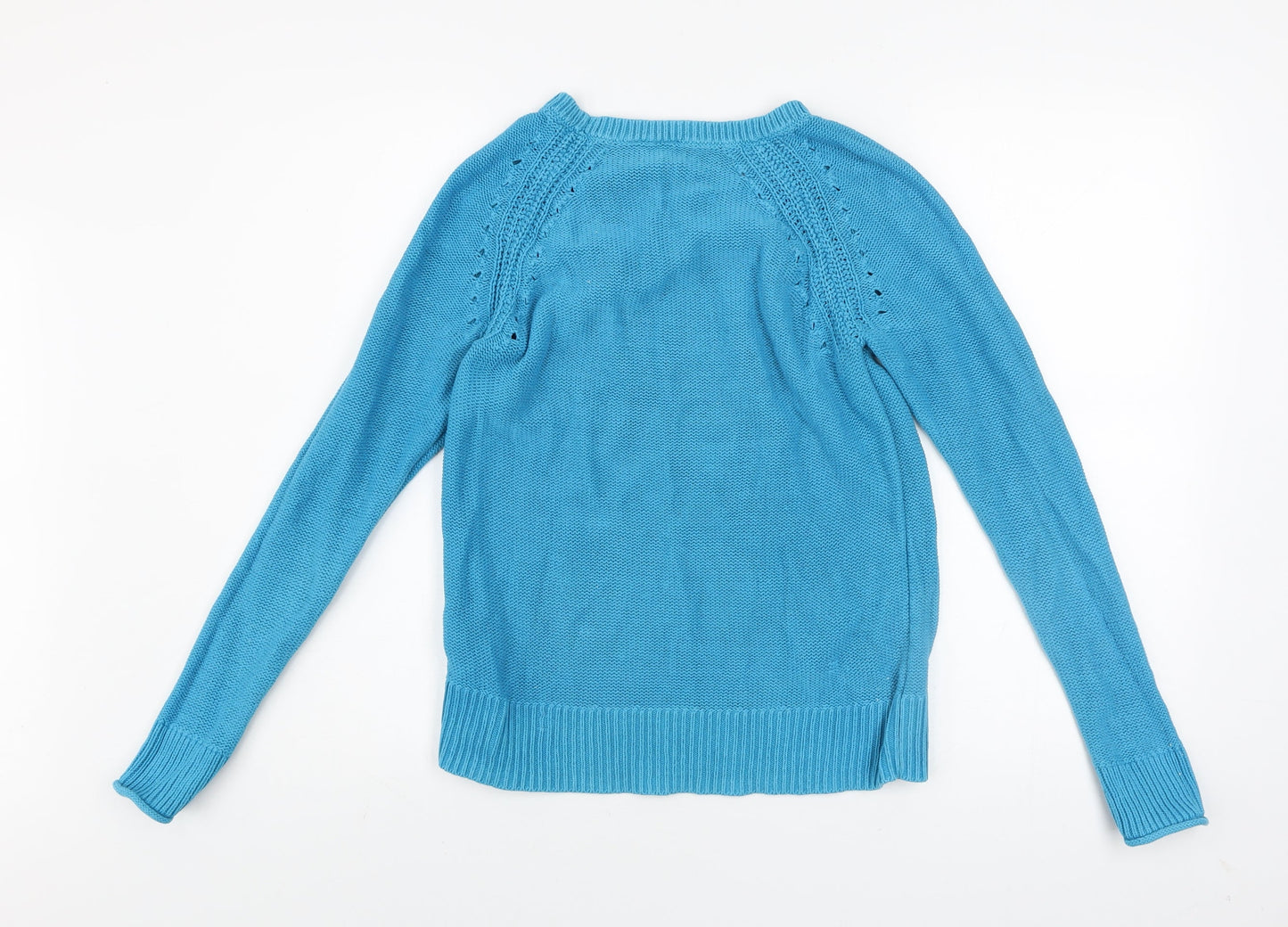 GAP Women Blue Cotton Crew Neck Long Sleeve Pullover Jumper Size S