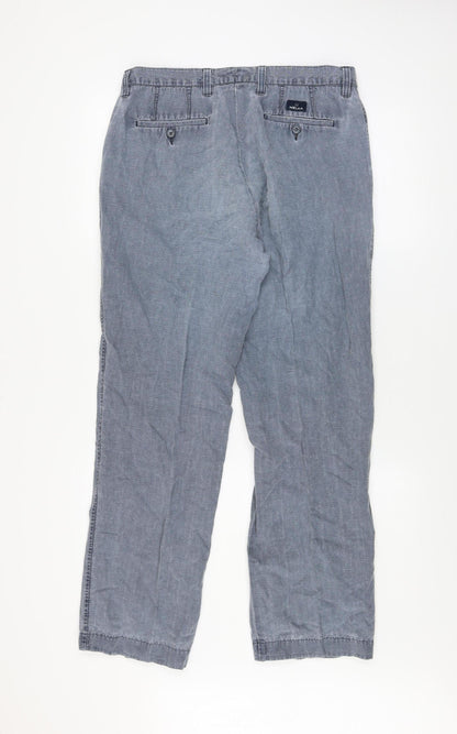 Melka Men's Grey Cotton Linen Chino Trousers 42R Classic Fit