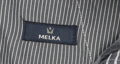 Melka Men's Grey Cotton Linen Chino Trousers 42R Classic Fit