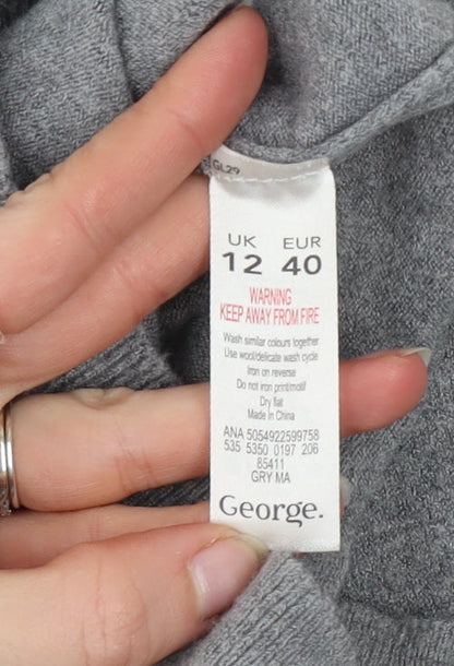 George Women’s Grey Embroidered Bird Jumper Size 12
