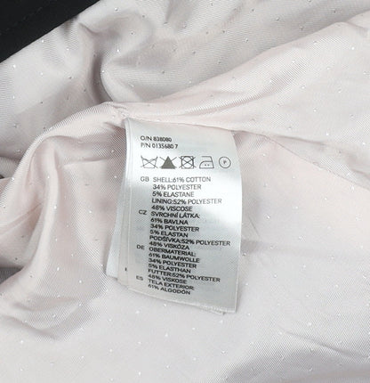 H&M Women Black Single-Breasted Blazer Jacket UK 8 Cotton Blend