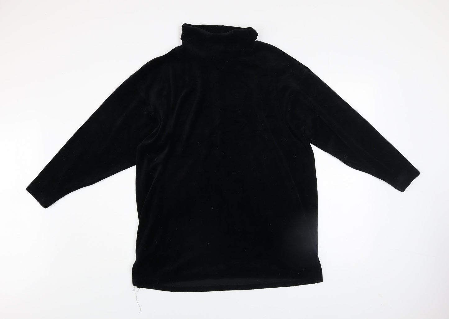 Marks and Spencer Women Black 8-10 Velour Roll Neck Long Sleeve Shift Dress