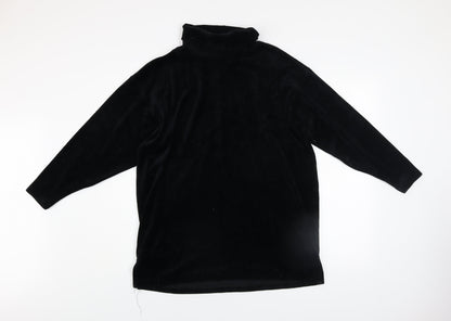 Marks and Spencer Women Black 8-10 Velour Roll Neck Long Sleeve Shift Dress
