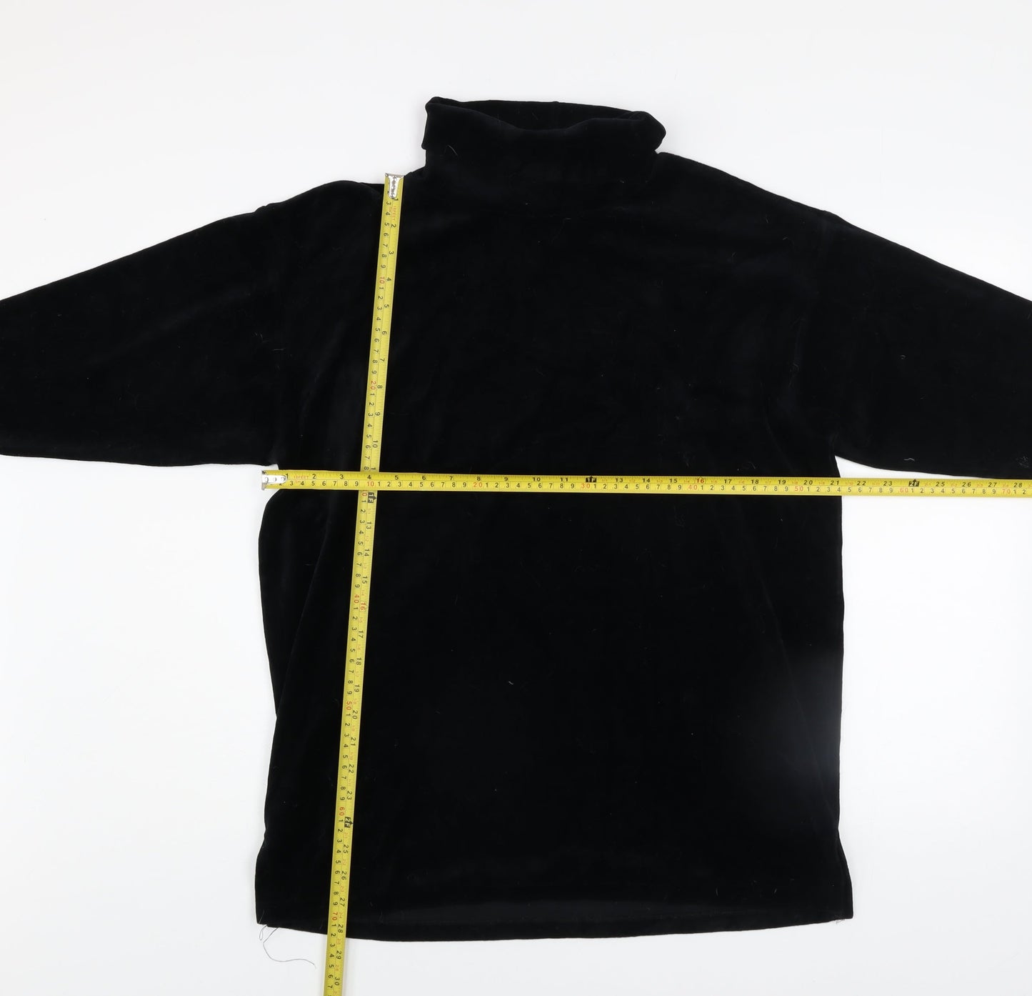 Marks and Spencer Women Black 8-10 Velour Roll Neck Long Sleeve Shift Dress