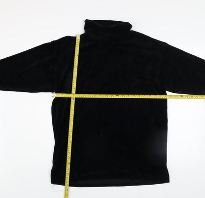 Marks and Spencer Women Black 8-10 Velour Roll Neck Long Sleeve Shift Dress