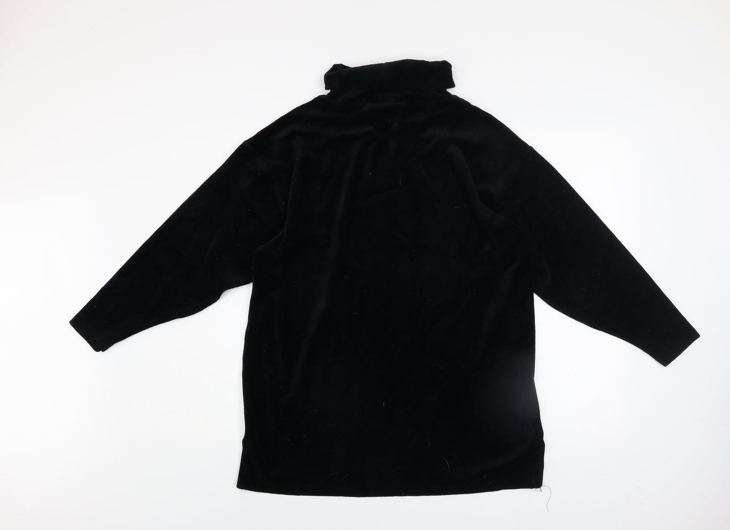 Marks and Spencer Women Black 8-10 Velour Roll Neck Long Sleeve Shift Dress