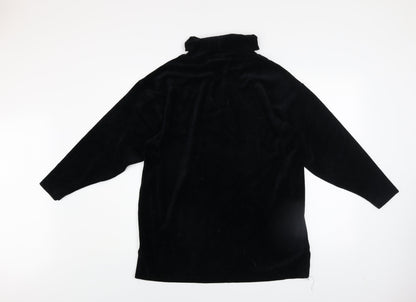 Marks and Spencer Women Black 8-10 Velour Roll Neck Long Sleeve Shift Dress