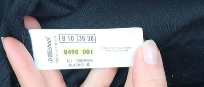 Marks and Spencer Women Black 8-10 Velour Roll Neck Long Sleeve Shift Dress