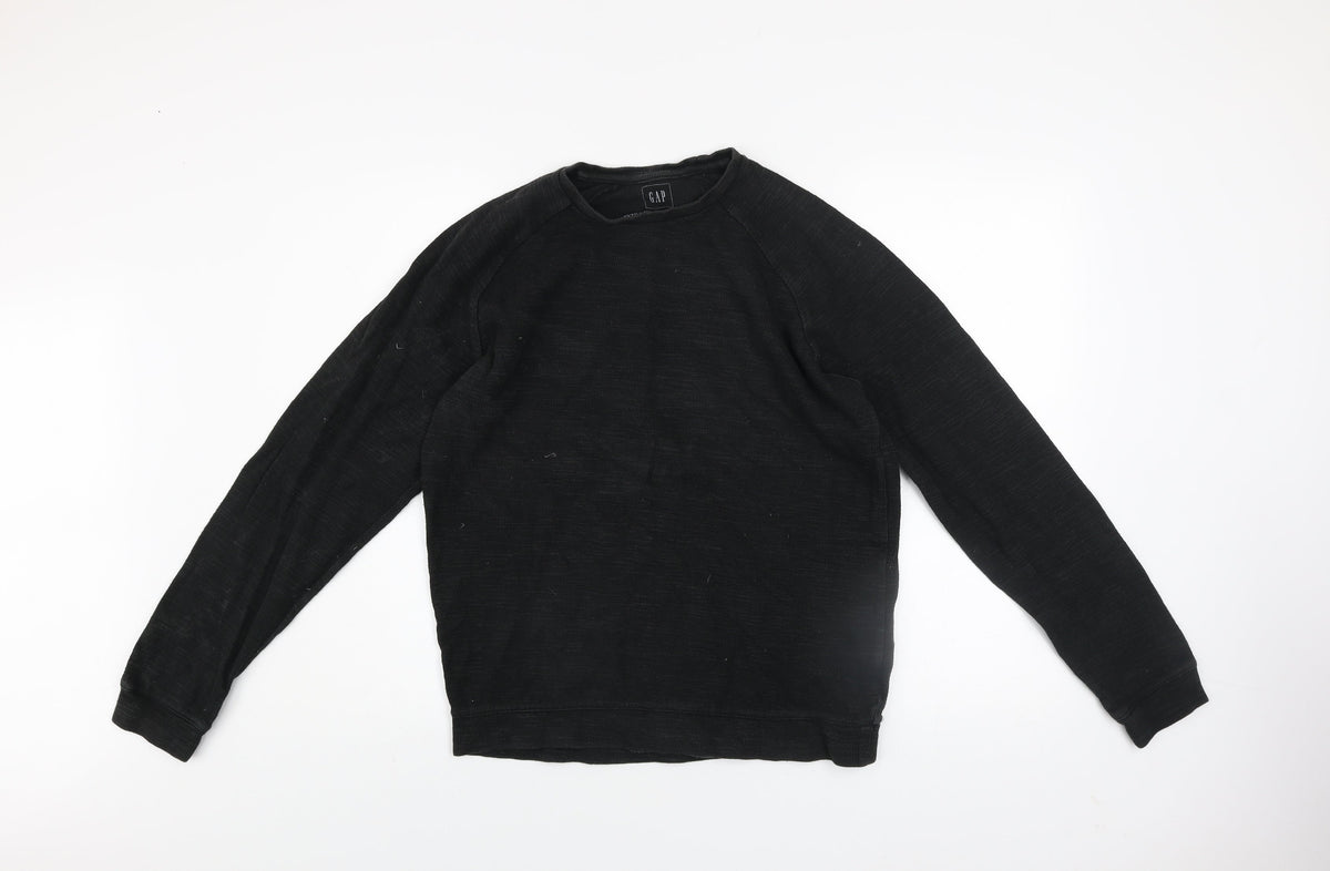 Gap Men's Black Cotton Crew Neck Pullover Sweatshirt XS