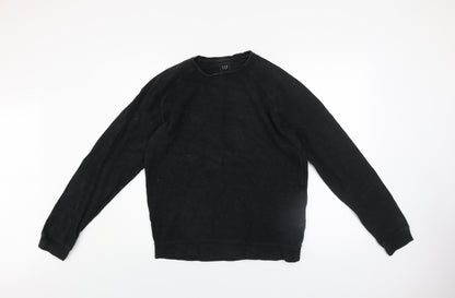 Gap Men's Black Cotton Crew Neck Pullover Sweatshirt XS