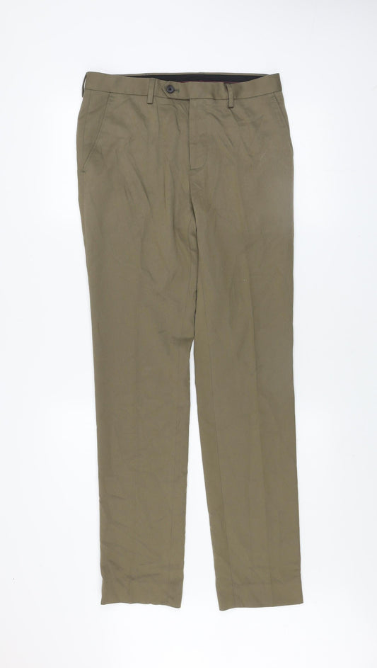 Next Men's Brown Chino Trousers 30W 33L Regular Fit Business Casual