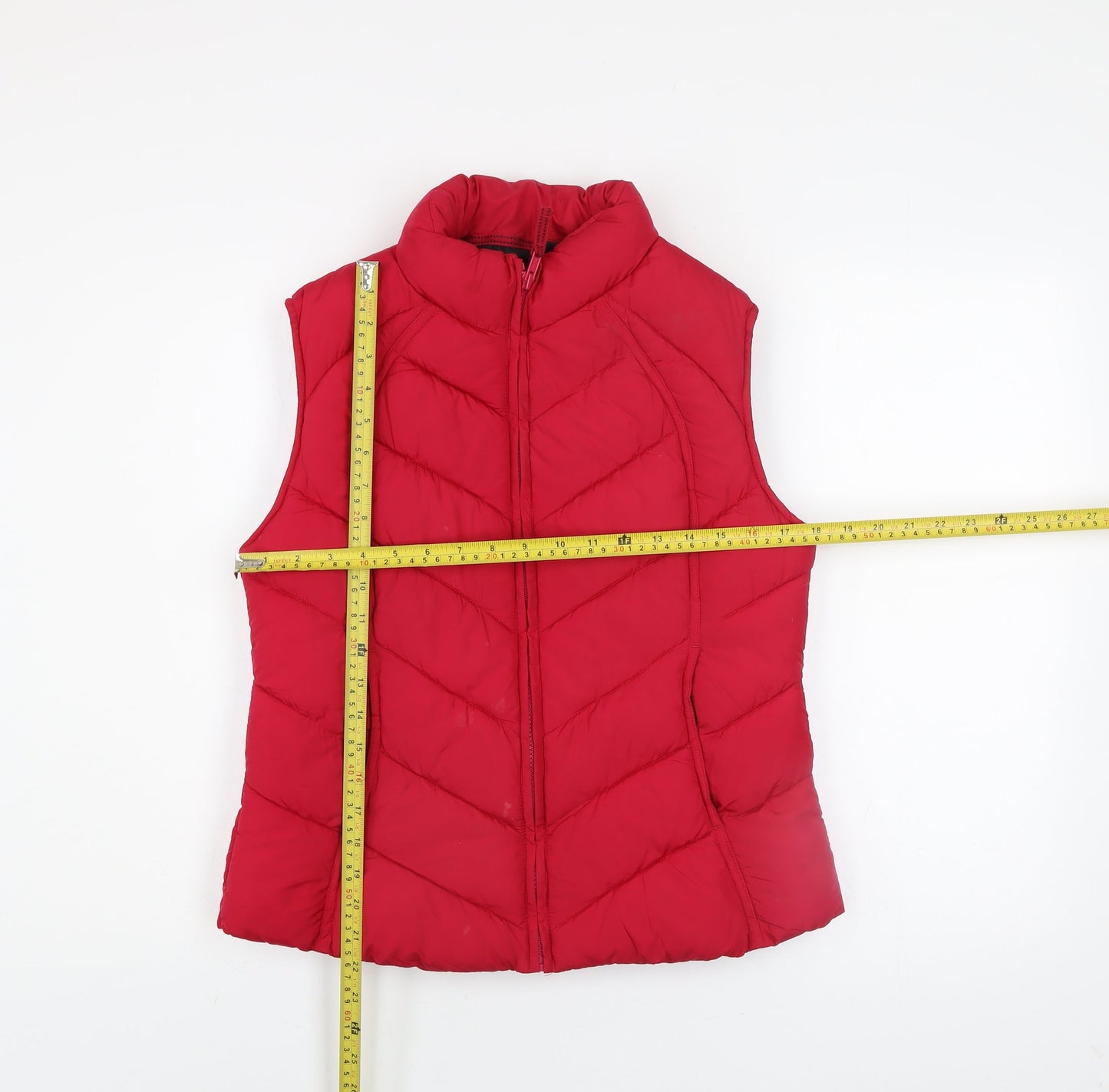 George Women Red Puffer Waistcoat Size 10 Casual Quilted Gilet