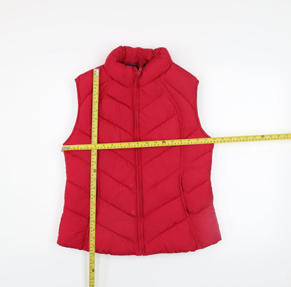 George Women Red Puffer Waistcoat Size 10 Casual Quilted Gilet