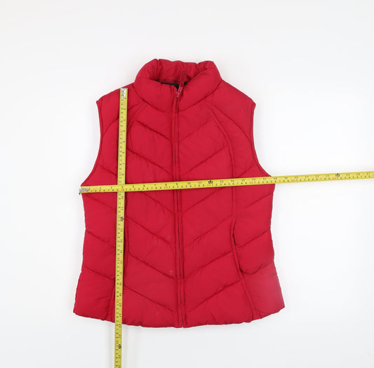 George Women Red Puffer Waistcoat Size 10 Casual Quilted Gilet