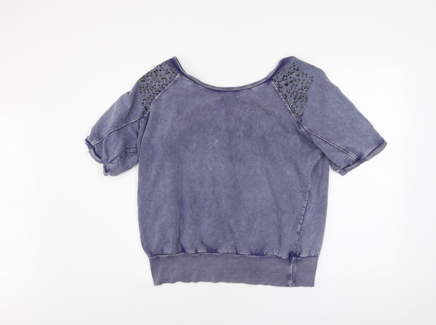 Womens UK Size 14 Denim Co Blue Basic T-Shirt
