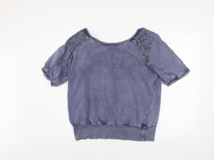 Womens UK Size 14 Denim Co Blue Basic T-Shirt