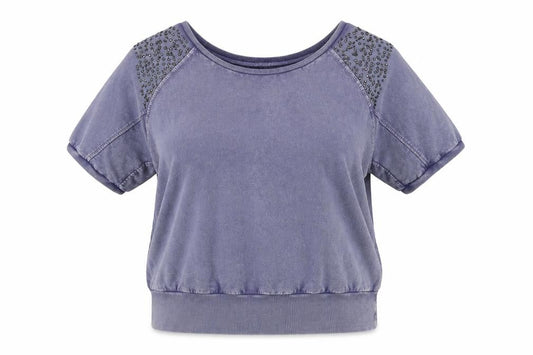 Womens UK Size 14 Denim Co Blue Basic T-Shirt