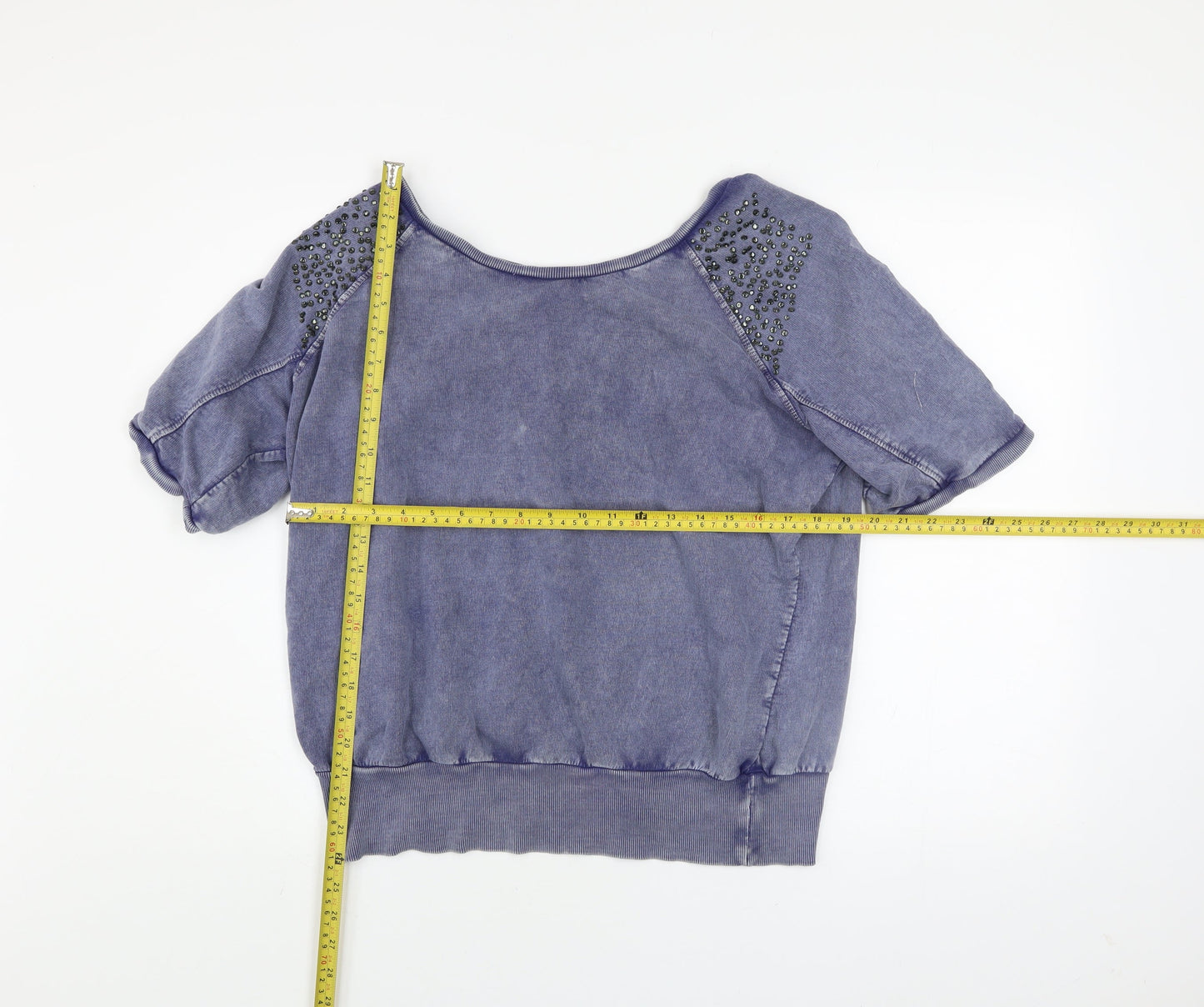 Womens UK Size 14 Denim Co Blue Basic T-Shirt