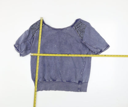 Womens UK Size 14 Denim Co Blue Basic T-Shirt