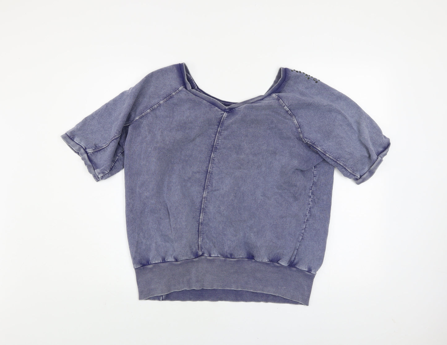 Womens UK Size 14 Denim Co Blue Basic T-Shirt