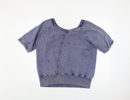 Womens UK Size 14 Denim Co Blue Basic T-Shirt