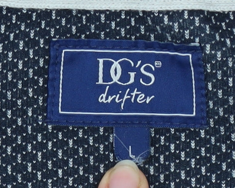 DG's Drifter Men Blue L V-Neck Cotton Acrylic Pullover Jumper