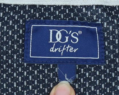 DG's Drifter Men Blue L V-Neck Cotton Acrylic Pullover Jumper