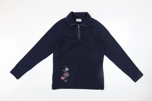 Craghoppers Womens Navy Blue 1/2 Zip Pullover Sweatshirt UK 12 Embroidered