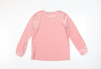 Womens UK Size XS Lands' End Pink Basic T-Shirt