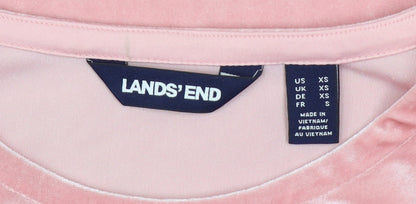Womens UK Size XS Lands' End Pink Basic T-Shirt