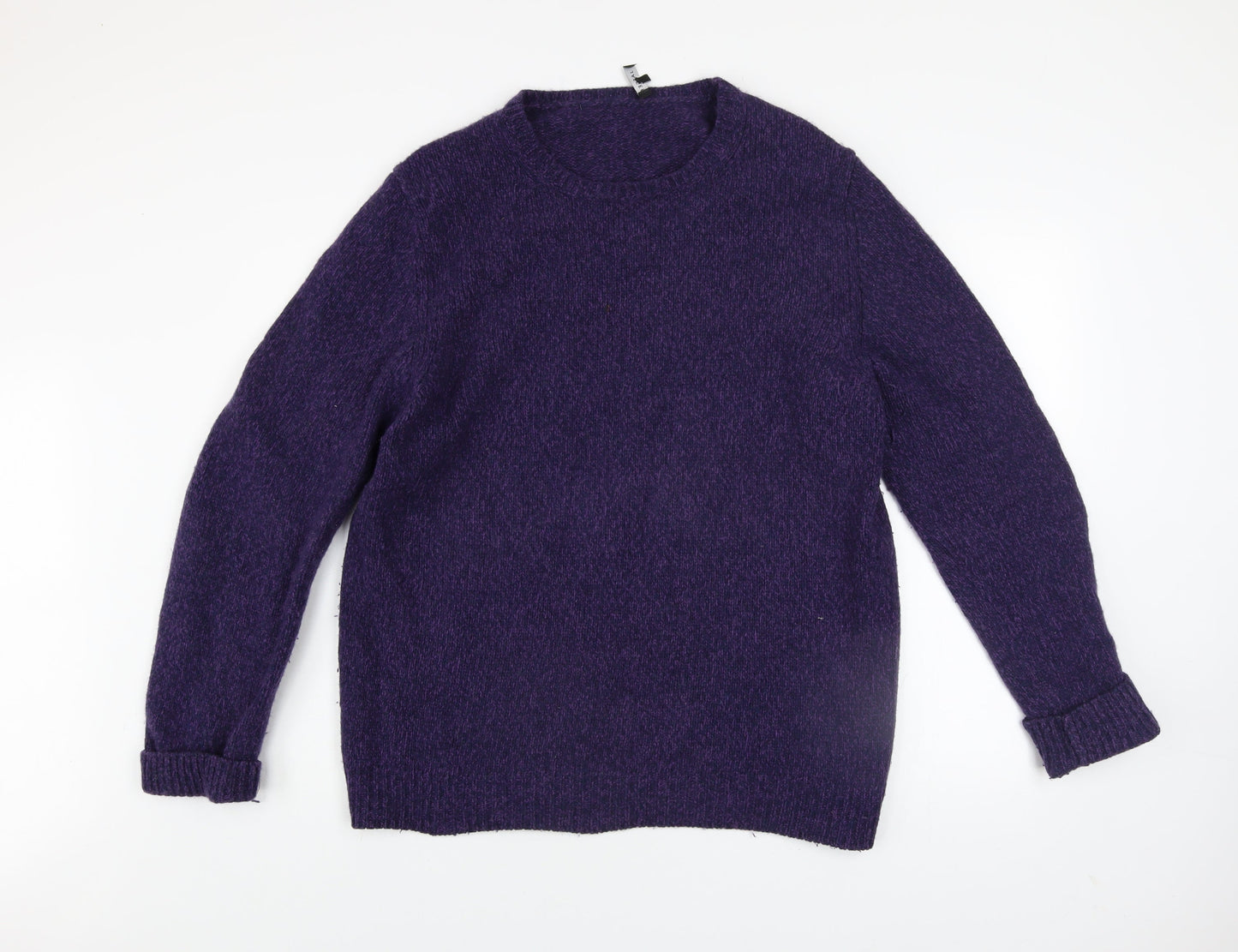 Jaeger Men's Purple Wool Blend Crew Neck Jumper L