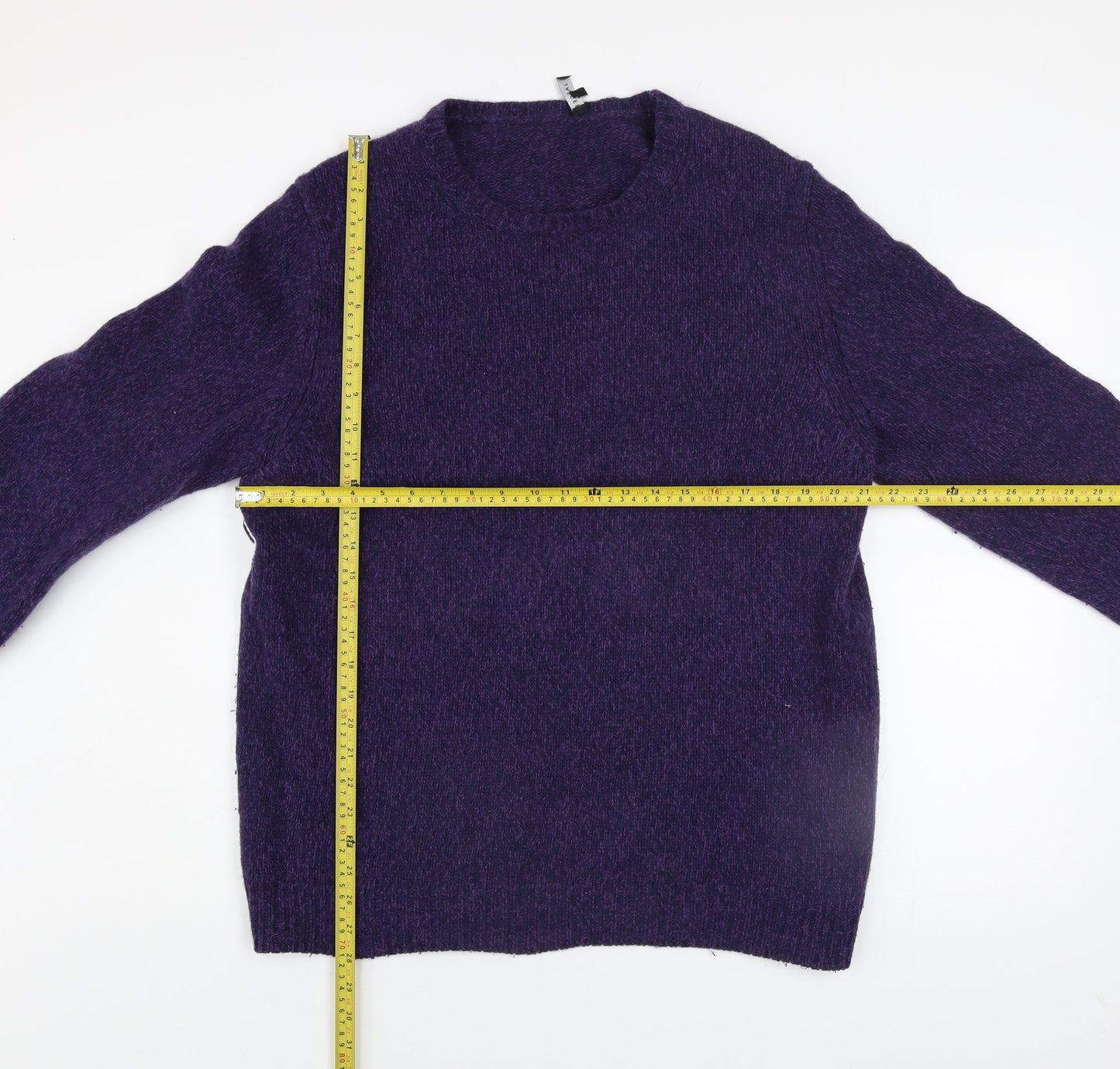 Jaeger Men's Purple Wool Blend Crew Neck Jumper L