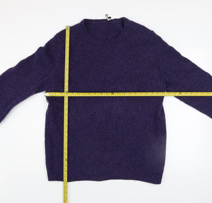 Jaeger Men's Purple Wool Blend Crew Neck Jumper L