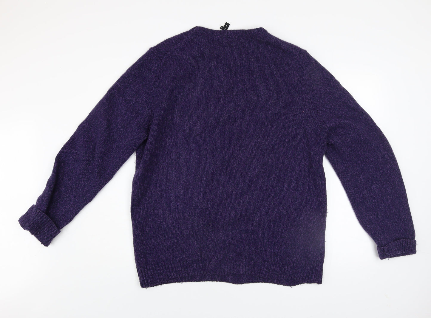Jaeger Men's Purple Wool Blend Crew Neck Jumper L