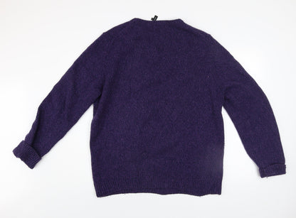 Jaeger Men's Purple Wool Blend Crew Neck Jumper L
