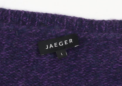 Jaeger Men's Purple Wool Blend Crew Neck Jumper L